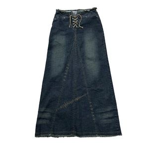 Vintage Y2K Parasuco Dark Wash Denim Maxi Skirt Size 4
